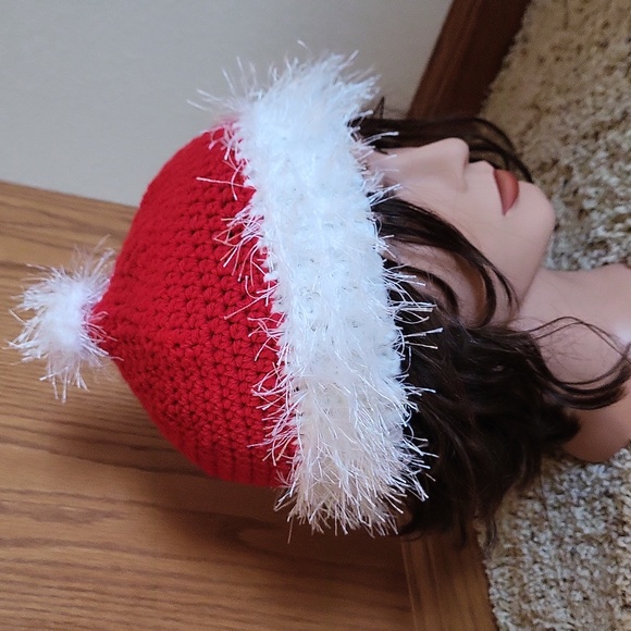 CCO SALE NWOT "FUR" trimmed hat, red, white, Santa, Unisex, new - Picture 2 of 11